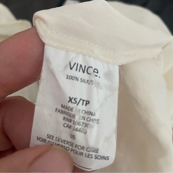 Vince silk Contrast Placket Blouse in Ivory & Black - Picture 4 of 5